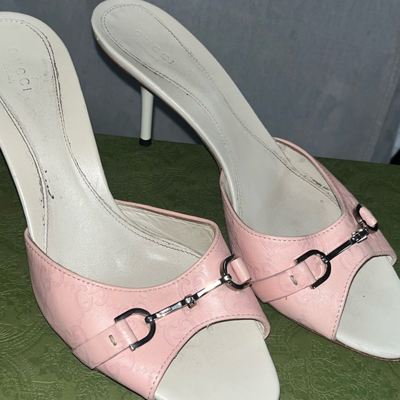 Gucci Authentic Horse-bit Accent GG Pink Kitten Heels - Picture 2 of 5